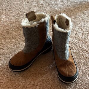 Sorel Brand Brown and Gray Fur-Lined Rubber-soled Boots